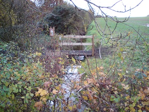 New footbridge spanning the watercourse separating the Woodland Trust from our land