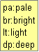 Text Box: pa:pale
br:bright
lt:light
dp:deep